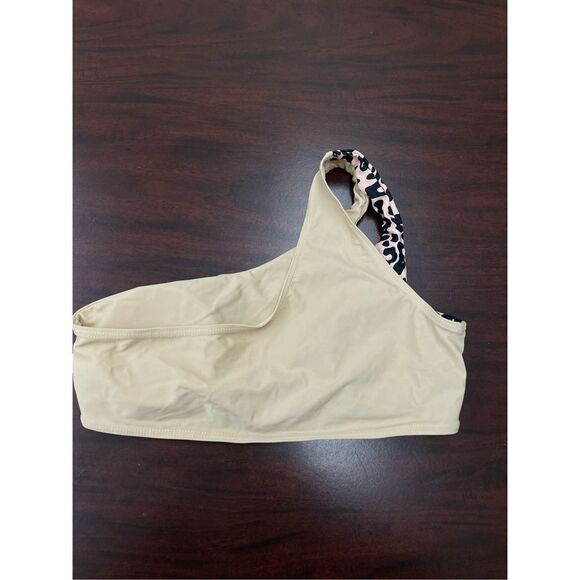 Shein One Shoulder Bikini Top Size Small- Nude and Leopard - Picture 3 of 5